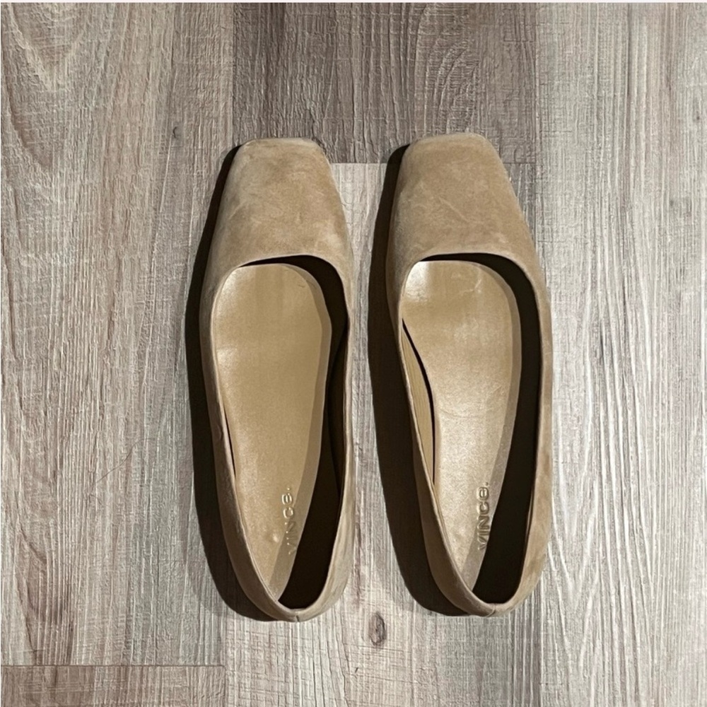 Vince Suede Square-Toe Ballet Flats